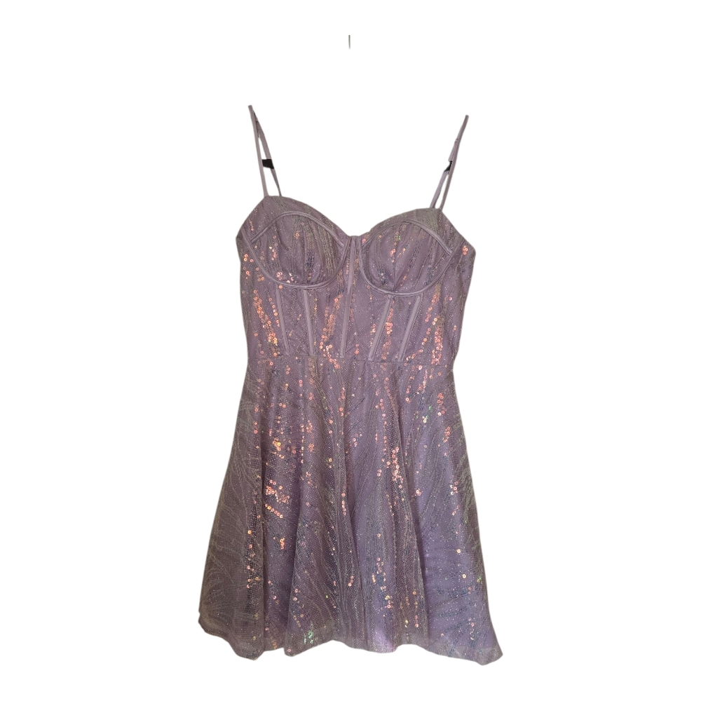 Lavender Sequin Mini Dress - Picture 2 of 9
